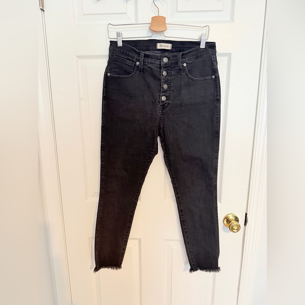 Madewell Washed Black High-Rise Button-Fly Skinny Jeans